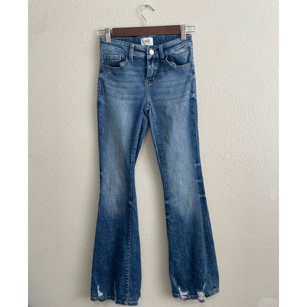 BKE Youth Flare Jeans Girls Size 12 RN 75720 Distressed Bell Bottom Adjustable